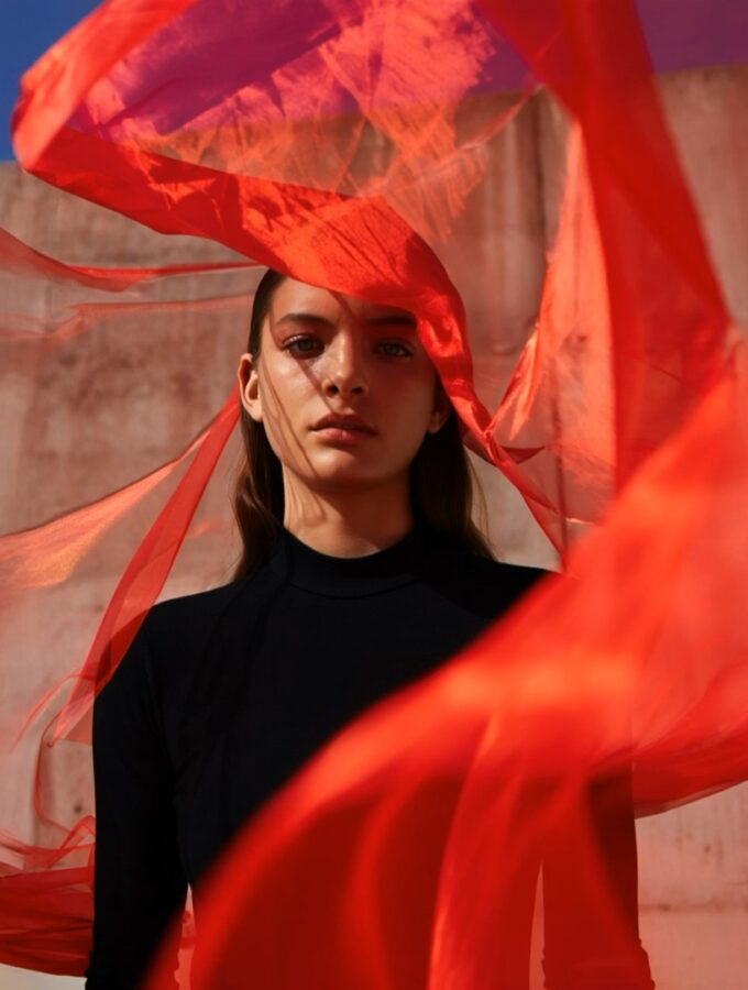 Woman In Red Luxury AI Commercial Production Still For Portfolio